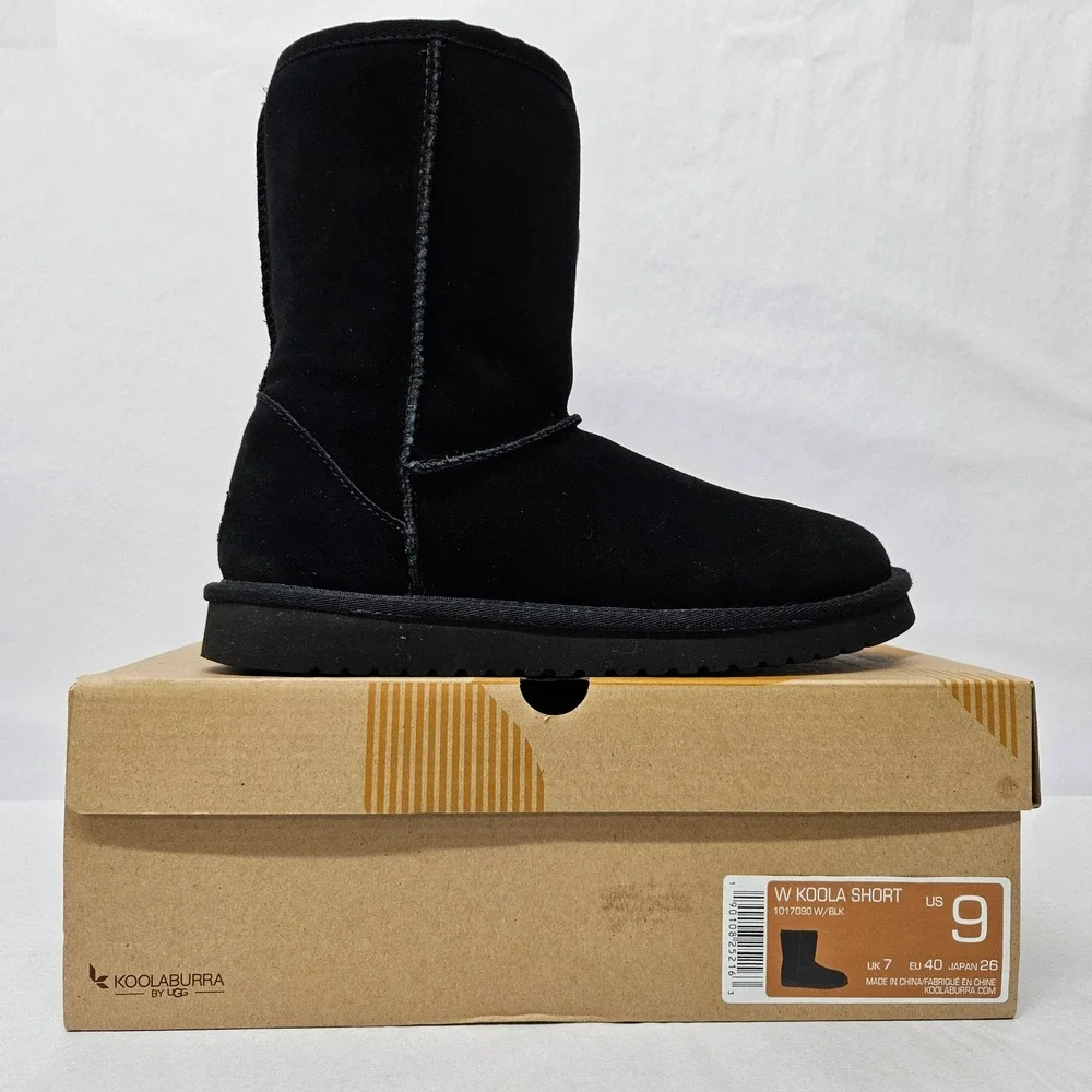 Koolaburra Women's Koola Short Faux Fur Lined Suede Boots 1017090‎ Black Sz 9